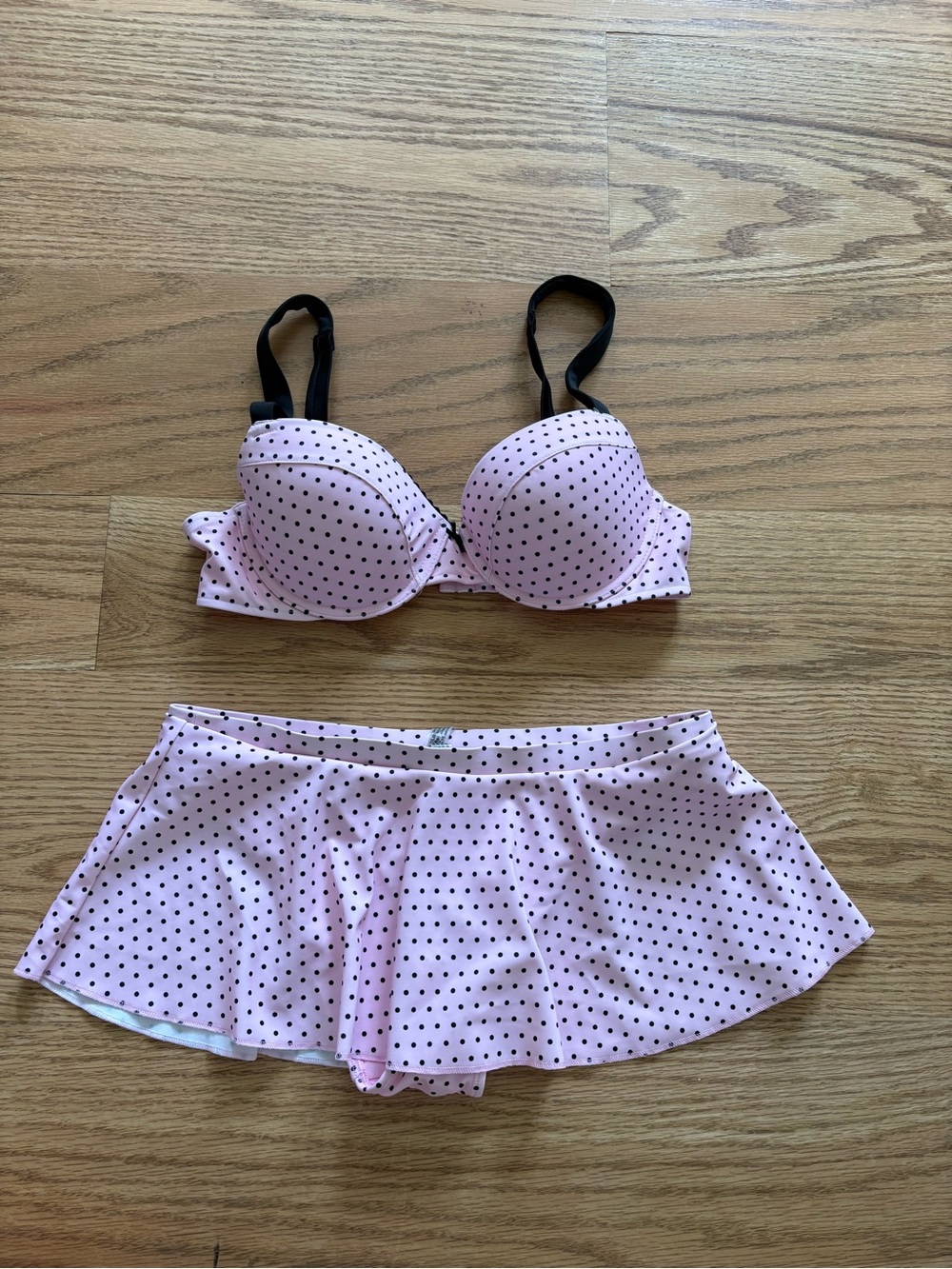 Frankie’s Bikinis Pink Polka Dot Two-Piece Swim Set